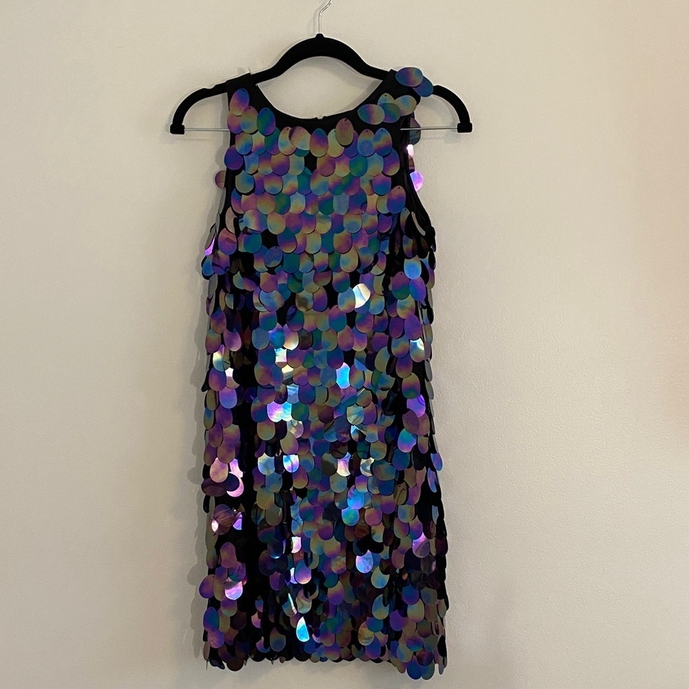 Milly Minis Black Purple Blue Sequin Dress girls size 14